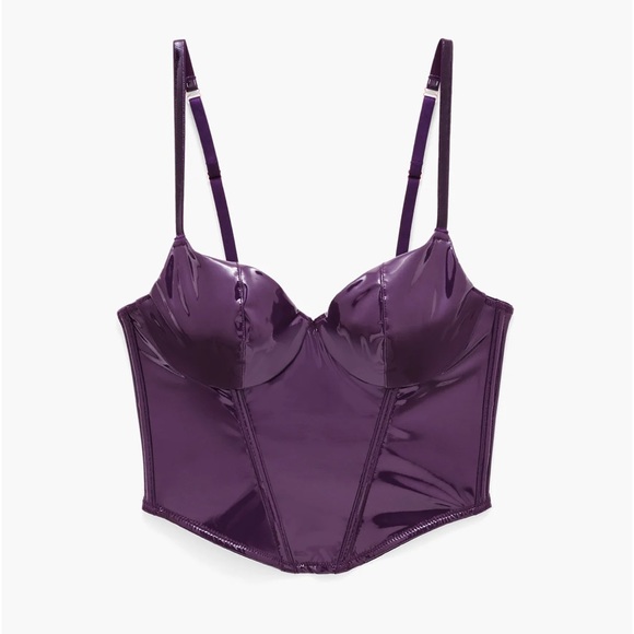 Savage X Fenty Playtime Purple Leather Tease Vinyl Bustier - Picture 2 of 6